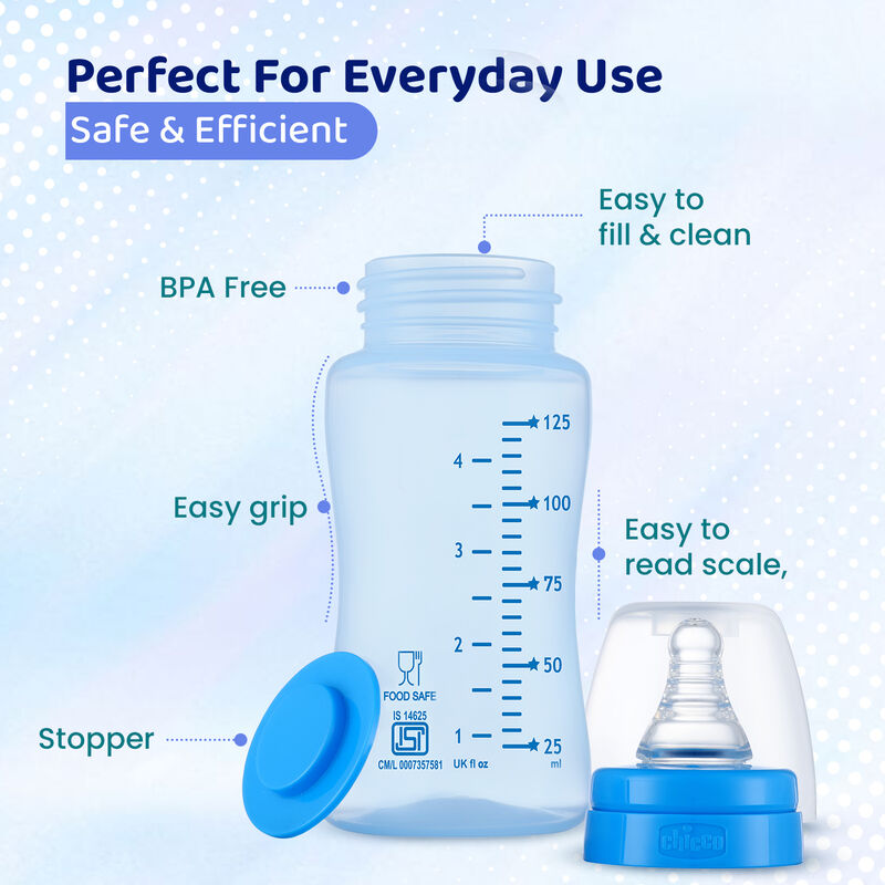 Feed Easy Blue Colored Narrow Neck Feeding Bottle (125ml) image number 5
